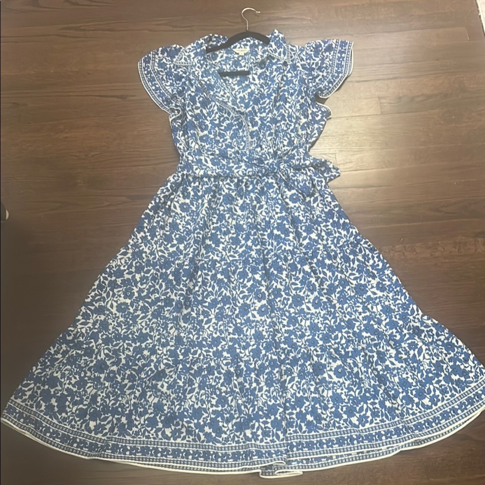 Max Studio Blue and White Floral Casual Dress